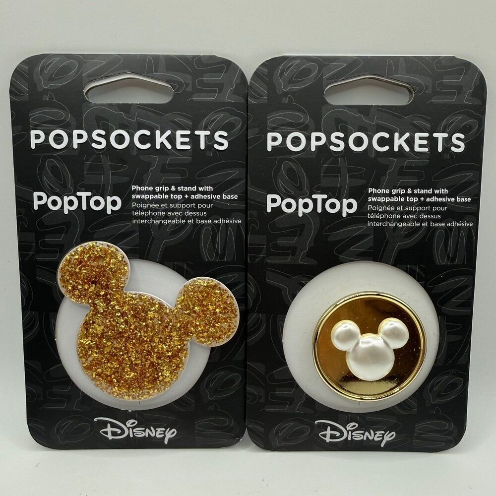 Popsockets x Disney - PopTop: Phone Grip with Stand - Set of 2 NEW Gold Tone